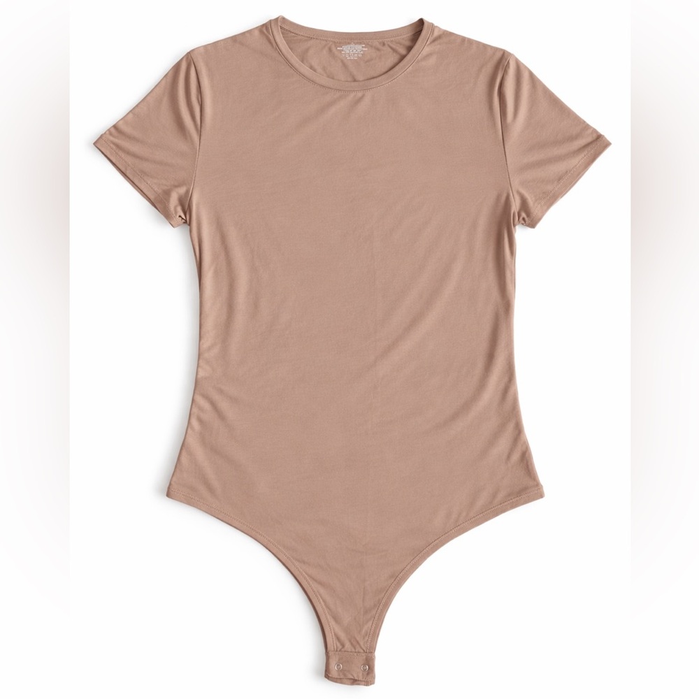 Neutral Tan Bodysuit Short Sleeve Stretch Basic Top Women’s 2XL